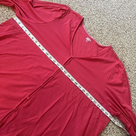 Lands End Womens Long Sleeve Button Up Top Plus Size 3X Pink Bishop Romantic V - Picture 7 of 9